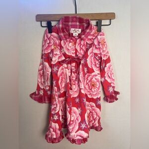 Baby Lulu 4T Floral Red and Pink Long Sleeve Dress 100% Cotton